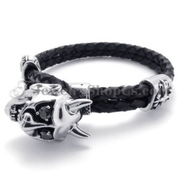Mode Zwart Leer Met Titanium Armband