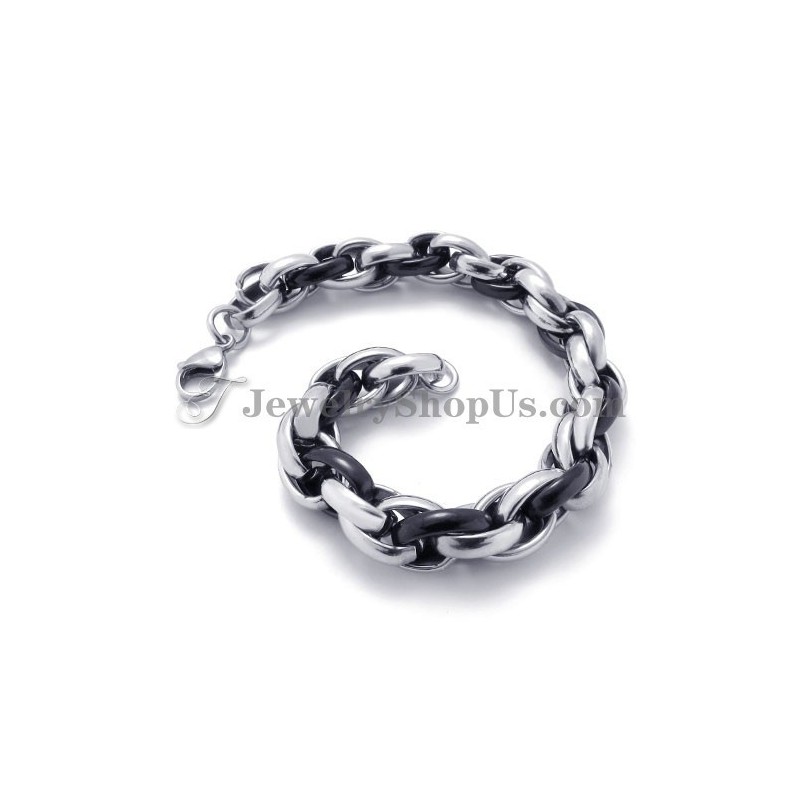 Mode Zwarte En Zilveren Titanium Armband