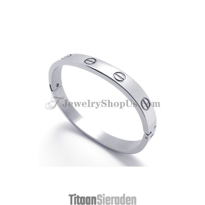 Elegante Zilveren Titanium Armband Voor Vrouwen