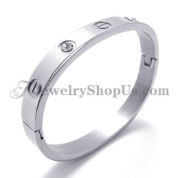 Mode Zilveren Titanium Armband Met Strass