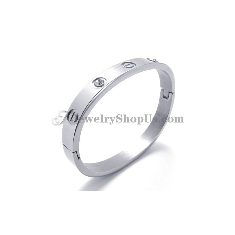 Mode Zilveren Titanium Armband Met Strass