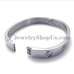 Mode Zilveren Titanium Armband Met Strass