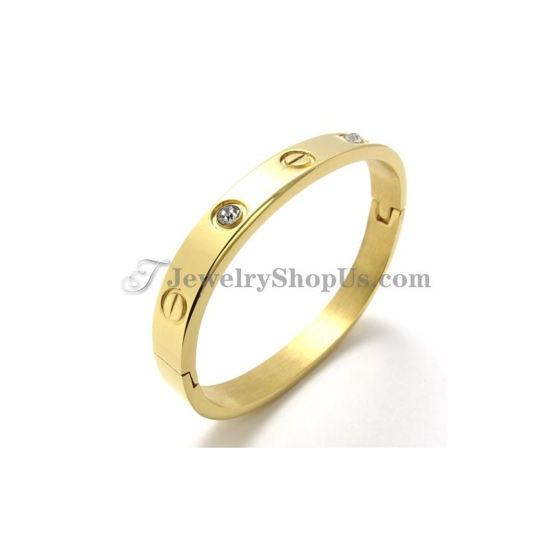 Mode Gouden Titanium Armband Met Strass