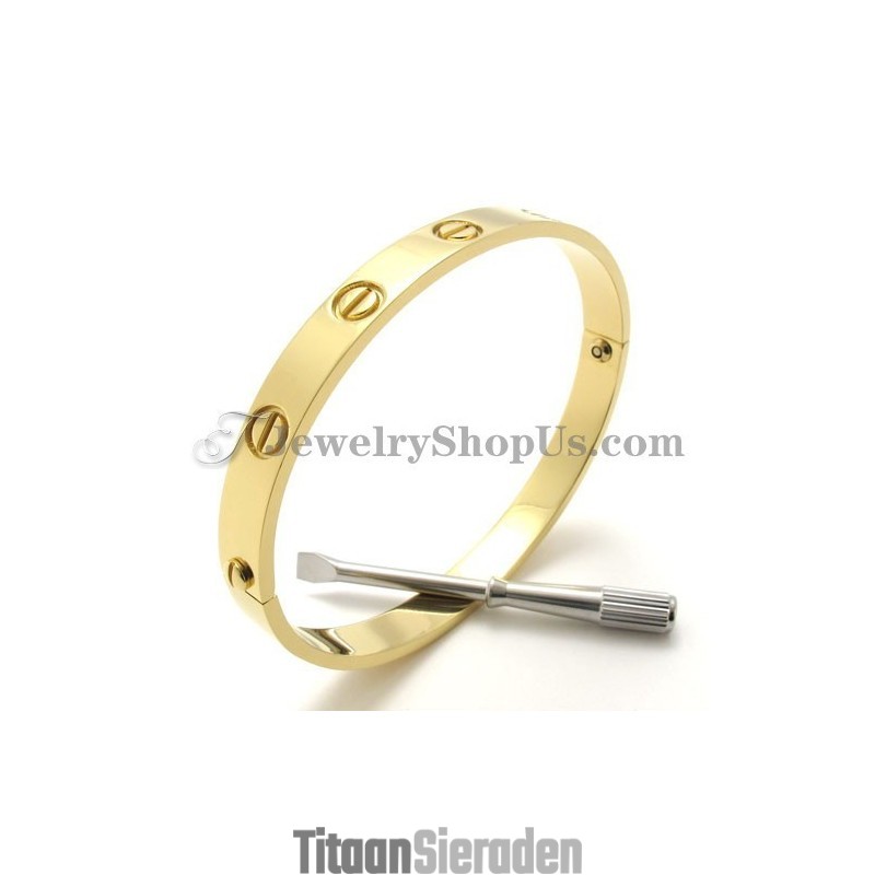 Prachtige Gouden Titanium Armband Voor Heren
