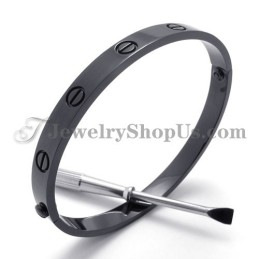 Elegante Zwarte Titanium Armband Voor Dames
