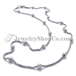 Elegante Damesketting Met Titanium Zilveren Kralen