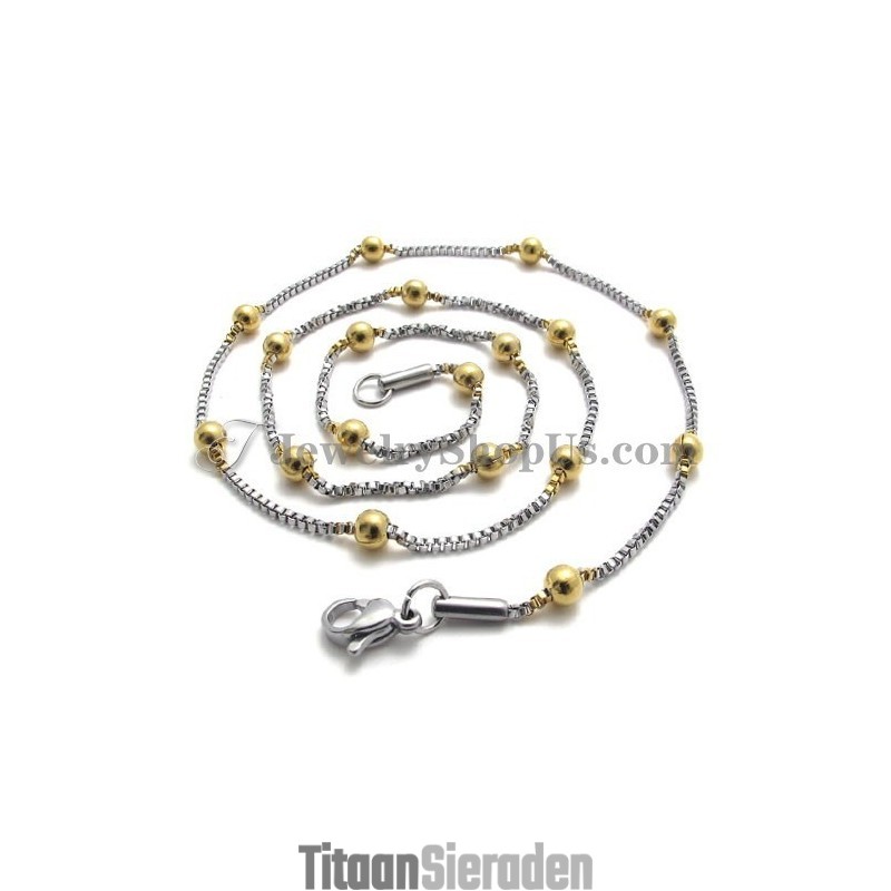 Elegante Damesketting Met Titanium Gouden Kralen