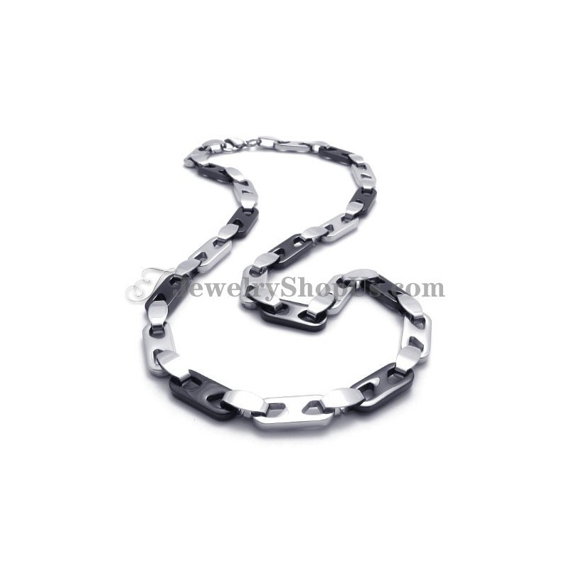 Elegante Zwarte En Zilveren Titanium Ketting