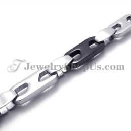 Elegante Zwarte En Zilveren Titanium Ketting