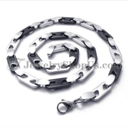 Elegante Zwarte En Zilveren Titanium Ketting