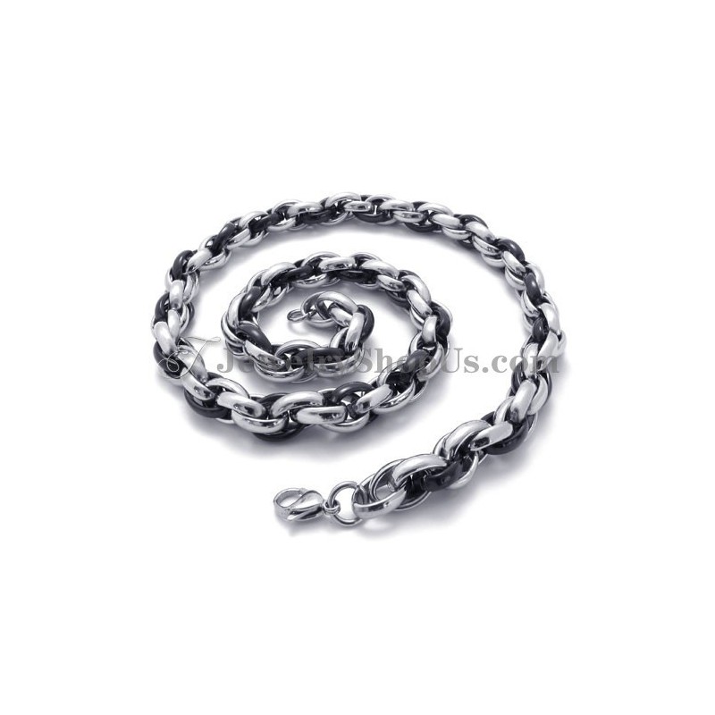 Elegante Zwarte En Zilveren Titanium Ketting Elegante Zwarte En Zilveren Titanium Ketting