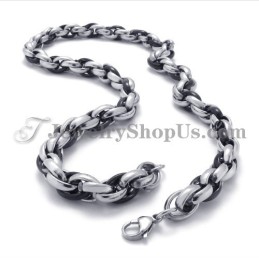 Elegante Zwarte En Zilveren Titanium Ketting