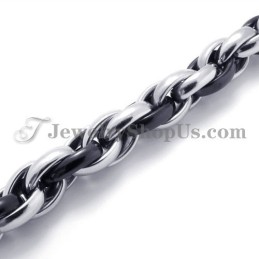 Elegante Zwarte En Zilveren Titanium Ketting
