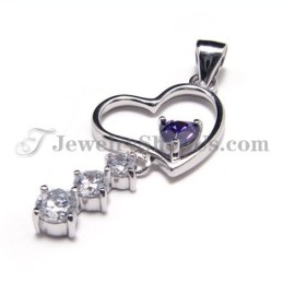 925 Zilveren Sweet Heart Zircon Hanger (Galvaniserend Platina) Met Gratis Ketting