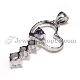 925 Zilveren Sweet Heart Zircon Hanger (Galvaniserend Platina) Met Gratis Ketting
