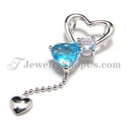 925 Zilveren Sweet Heart Hanger Met Zirkonia (Galvaniserend Platina) Met Gratis Ketting