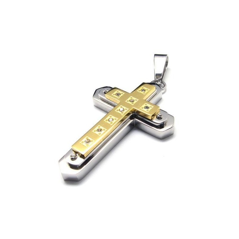 Heren Gouden Puur Titanium Kruis Hanger Ketting