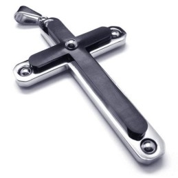 Heren Zwarte Pure Titanium Kruis Hanger Ketting