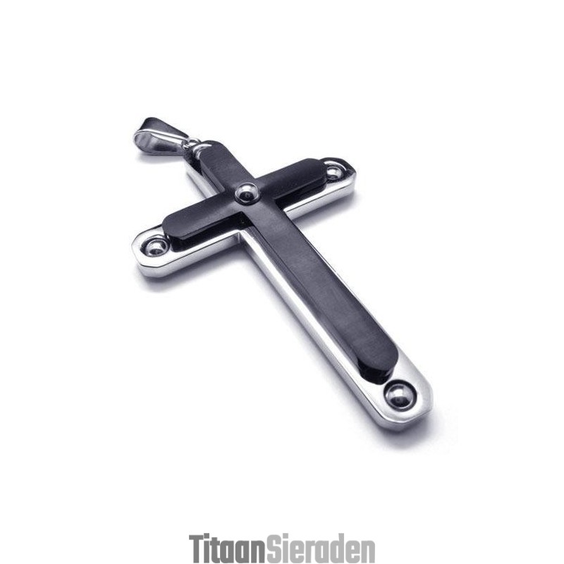 Heren Zwarte Pure Titanium Kruis Hanger Ketting Heren Zwarte Pure Titanium Kruis Hanger Ketting