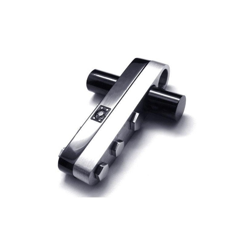 Heren Zwart Zilver Puur Titanium Kruis Hanger Ketting Heren Zwart Zilver Puur Titanium Kruis Hanger Ketting