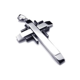 Heren Zwart Zilver Puur Titanium Kruis Ketting Hanger