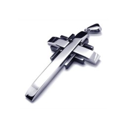 Heren Zwart Zilver Puur Titanium Kruis Ketting Hanger