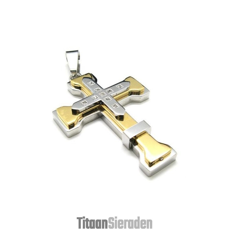 Gouden Kruishanger Voor Heren Van Puur Titanium (Nieuw) Gouden Kruishanger Voor Heren Van Puur Titanium (Nieuw)