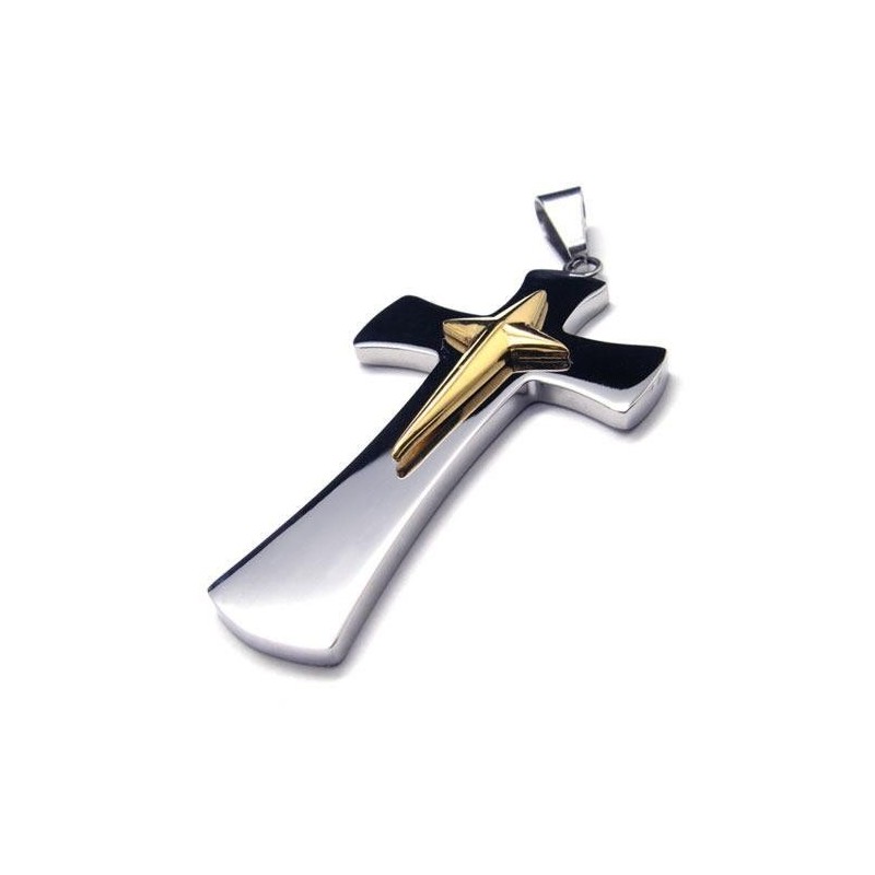 Heren Zilveren Gouden Kruis Hanger Ketting Van Puur Titanium Heren Zilveren Gouden Kruis Hanger Ketting Van Puur Titanium