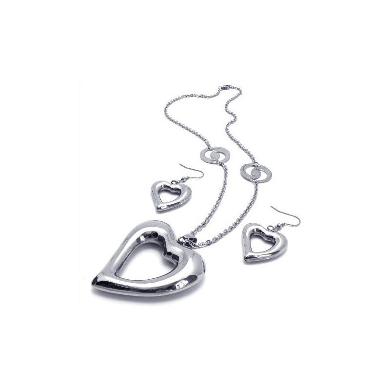 Elegante Vorm, Kleur, Glans, Stabiele Kwaliteit, Titanium Sieradenset Inclusief Ketting, Hanger En Oorbel