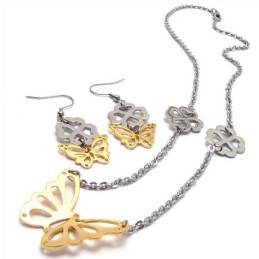 Fijn Bewerkte Kleurbriljantie, Hoogwaardige Titanium Sieradenset Inclusief Ketting, Hanger En Oorbel