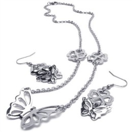 Aantrekkelijk Ontwerp, Kleur, Glans, Stabiele Kwaliteit, Titanium Sieradenset Inclusief Ketting, Hanger En Oorbel