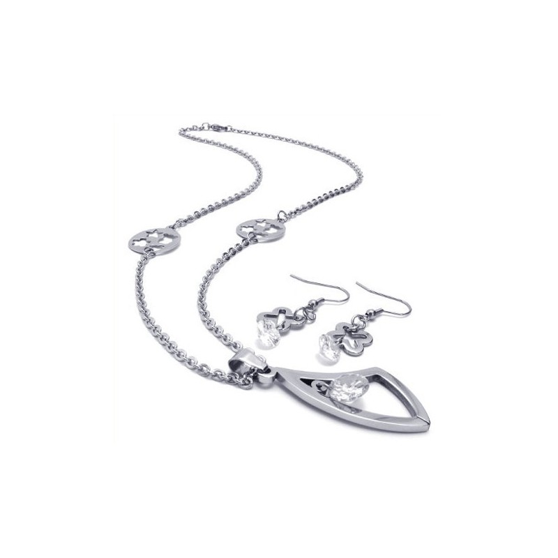 Aantrekkelijk Ontwerp, Kleur, Briljantie, Hoogwaardige Titanium Sieradenset Inclusief Ketting, Hanger En Oorbel Aantrekkelijk Ontwerp, Kleur, Briljantie, Hoogwaardige Titanium Sieradenset Inclusief Ketting, Hanger En Oorbel