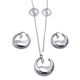 Elegante Vorm, Kleur, Briljantie, Uitstekende Kwaliteit, Titanium Sieradenset Inclusief Ketting, Hanger En Oorbel