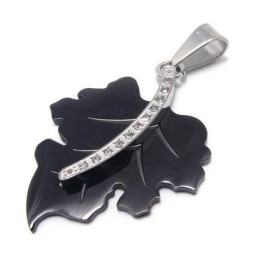 Zwarte Puur Titanium Esdoornblad Hanger Ketting