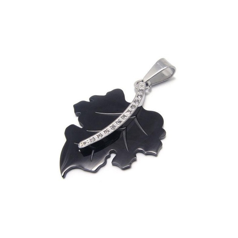 Zwarte Puur Titanium Esdoornblad Hanger Ketting