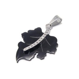 Zwarte Puur Titanium Esdoornblad Hanger Ketting