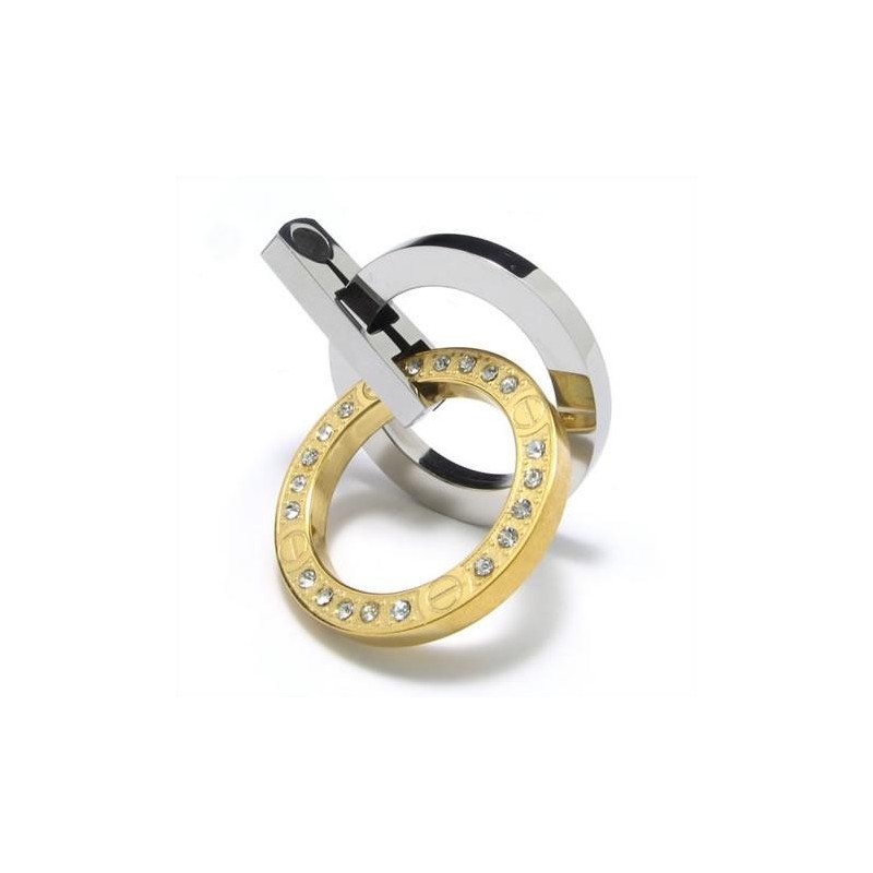 Gouden En Zilveren Hangerketting Met Ringen Van Puur Titanium Gouden En Zilveren Hangerketting Met Ringen Van Puur Titanium