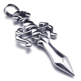 Heren Zilveren Kruiszwaard Hanger Ketting Van Puur Titanium