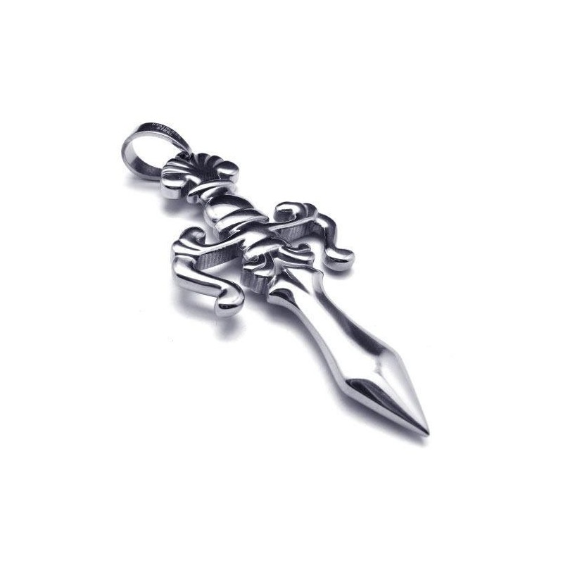 Heren Zilveren Kruiszwaard Hanger Ketting Van Puur Titanium Heren Zilveren Kruiszwaard Hanger Ketting Van Puur Titanium