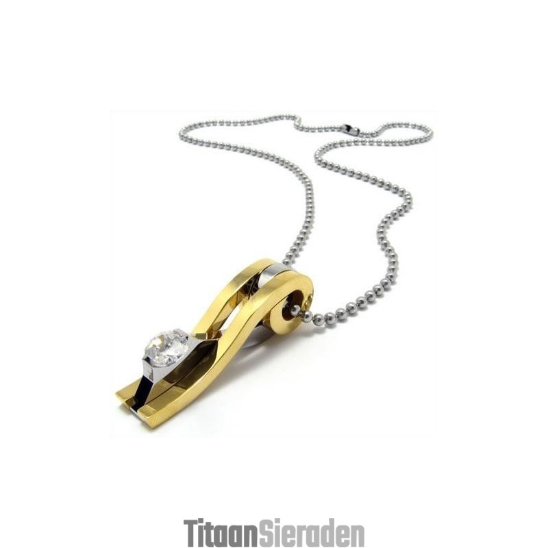 Heren Gouden Hanger Ketting Van Puur Titanium (Nieuw) Heren Gouden Hanger Ketting Van Puur Titanium (Nieuw)