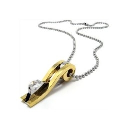 Heren Gouden Hanger Ketting Van Puur Titanium (Nieuw)