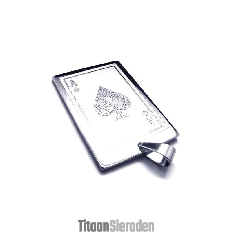 Herenketting Met Speelkaartenhanger Van Puur Titanium Herenketting Met Speelkaartenhanger Van Puur Titanium