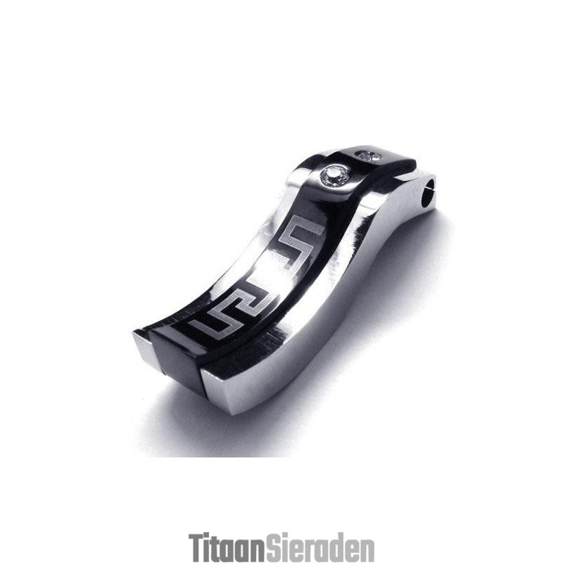Heren Zwarte Zilveren Hanger Van Puur Titanium (Nieuw)
